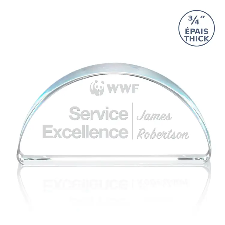 Rosella Oval Starfire Crystal Award - Deep Etch