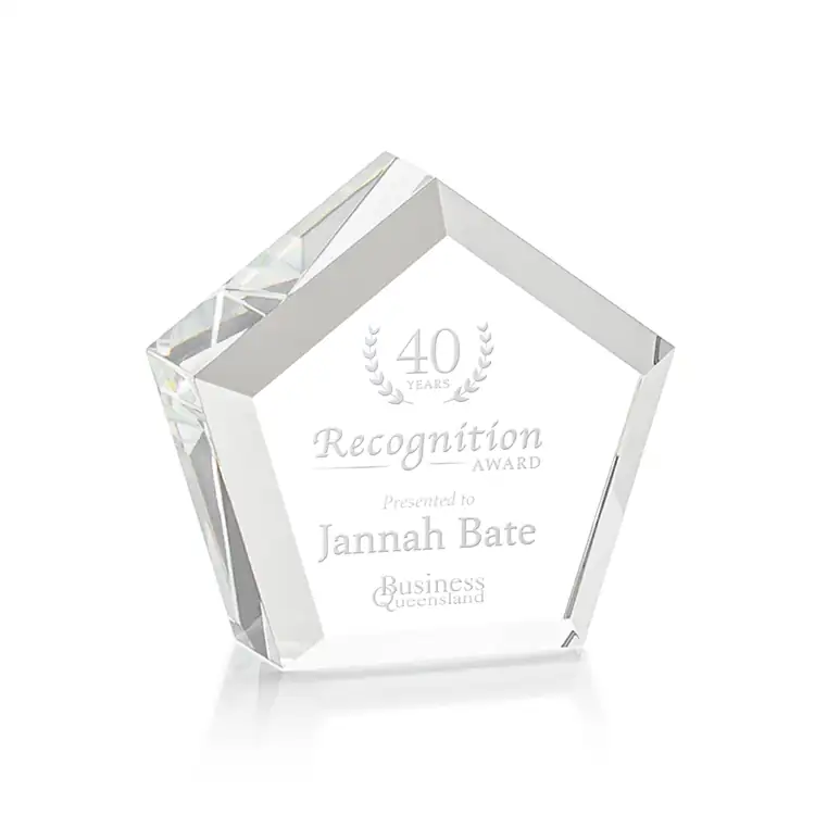 Genosee Pentagon Optical Crystal Award - Deep Etch #2