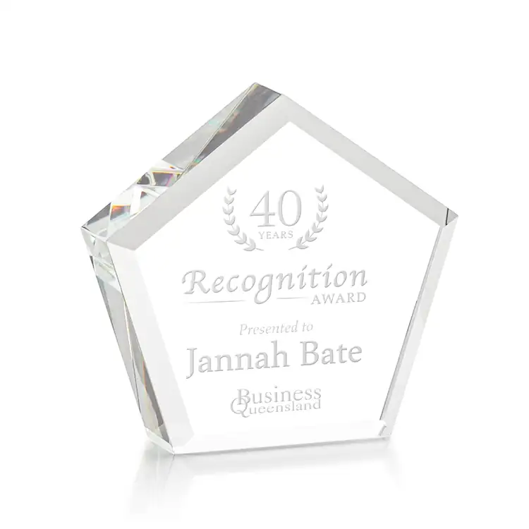 Genosee Pentagon Optical Crystal Award - Deep Etch #3