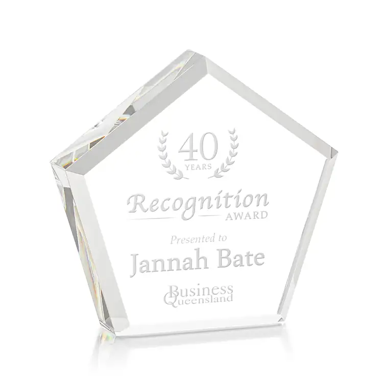 Genosee Pentagon Optical Crystal Award - Deep Etch #4