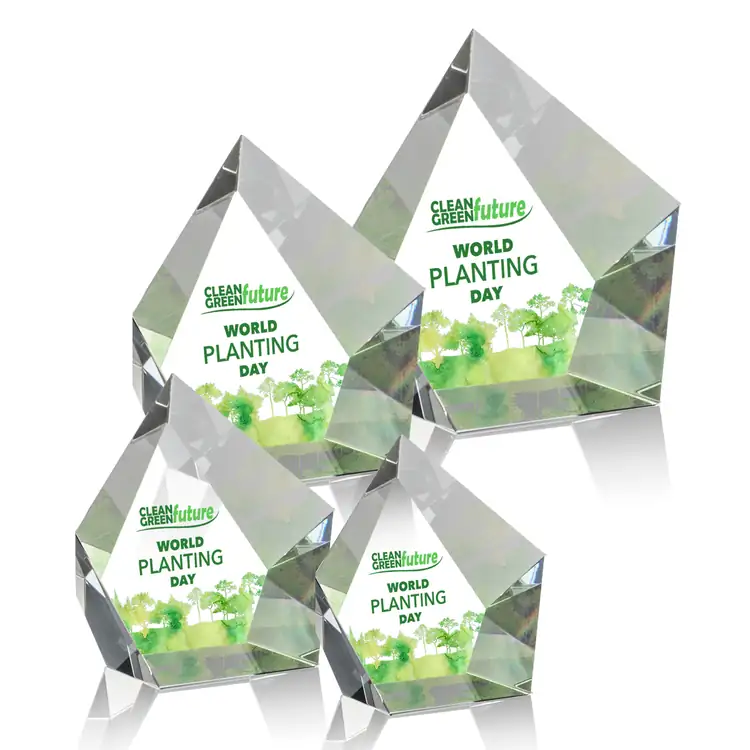 Trophée pentagonal Valecrest en cristal optique - Multicolore