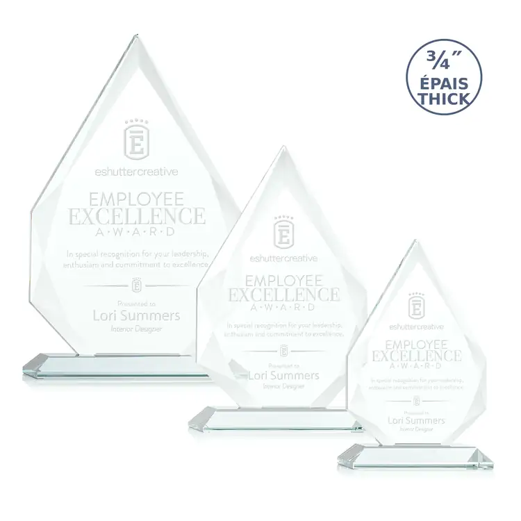 Hawthorne Peak Jade Glass Award - Deep Etch