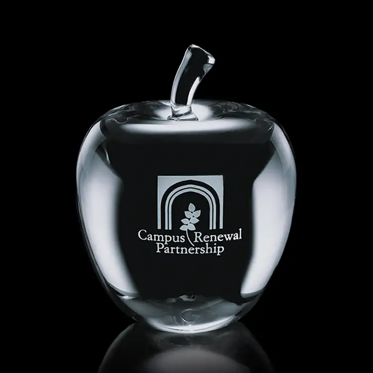 Melford Optical Crystal Apple Award - Deep Etch #4