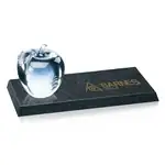 Trophée pomme en verre sur socle en granit - Gravure et impression