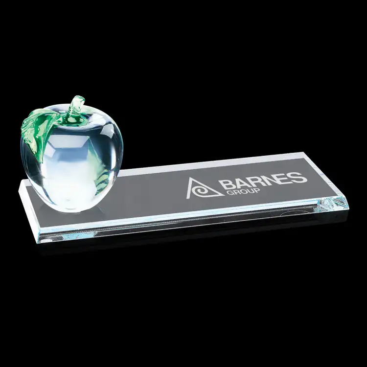 Apple Glass Award on Clear Base - Deep Etch #2