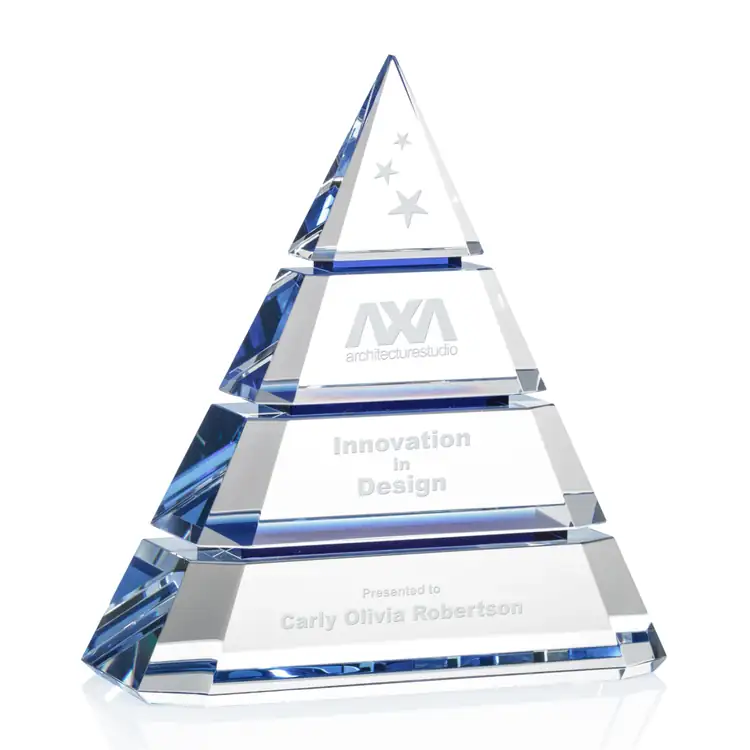 Gillespie Pyramid Crystal Award - Deep Etch