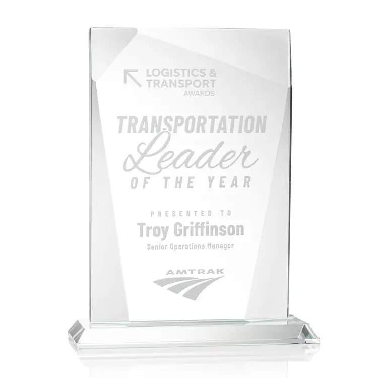 Shamrock Rectangular Starfire Crystal Award #3