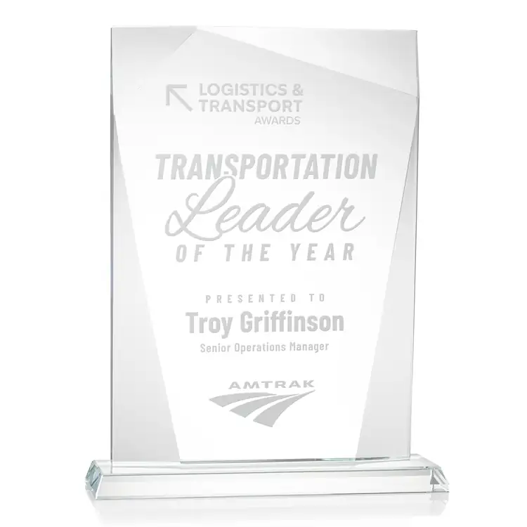 Shamrock Rectangular Starfire Crystal Award #4