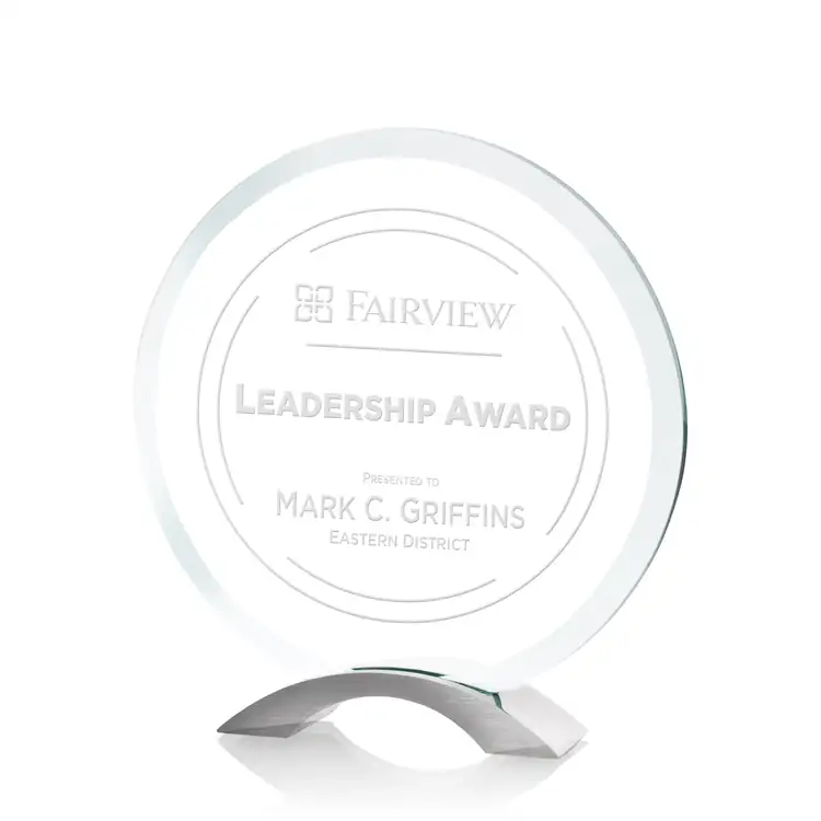 Essex Round Jade Glass Award - Deep Etch #2