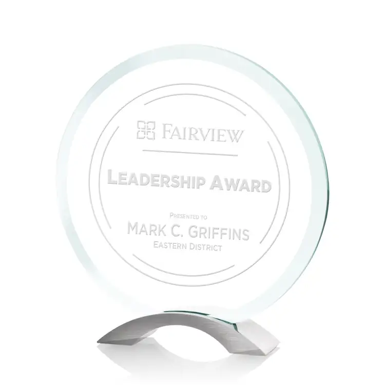 Essex Round Jade Glass Award - Deep Etch #3