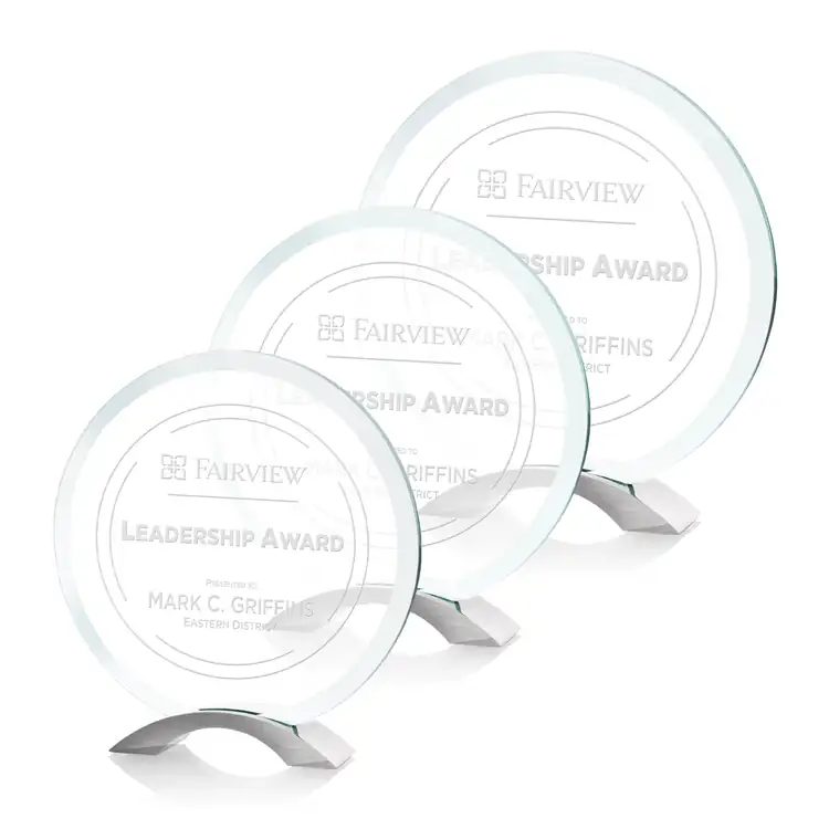 Essex Round Jade Glass Award - Deep Etch