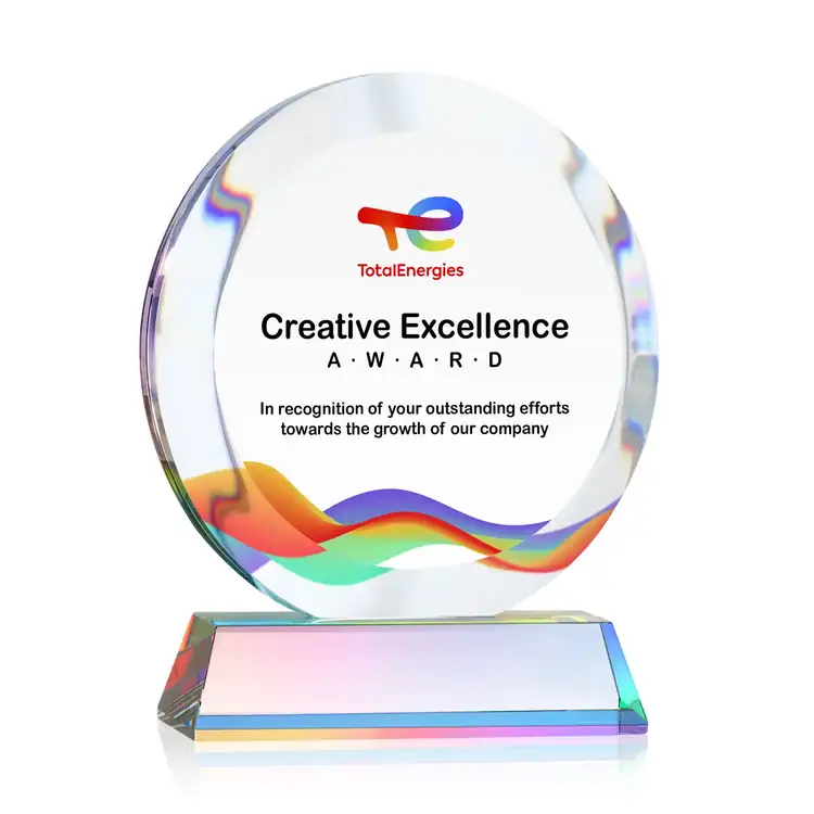 Gibralter Round Starfire Crystal Award on Newhaven Base - Multicolor #2