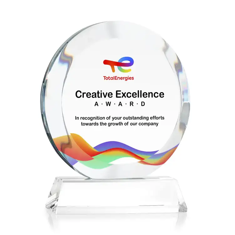 Gibralter Round Starfire Crystal Award on Newhaven Base - Multicolor #3