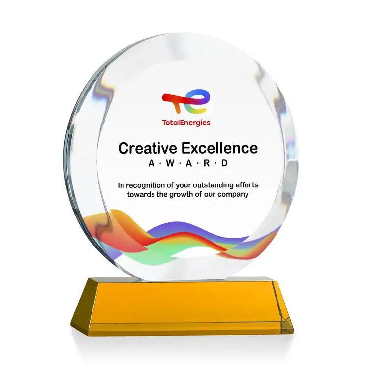 Gibralter Round Starfire Crystal Award on Newhaven Base - Multicolor #4