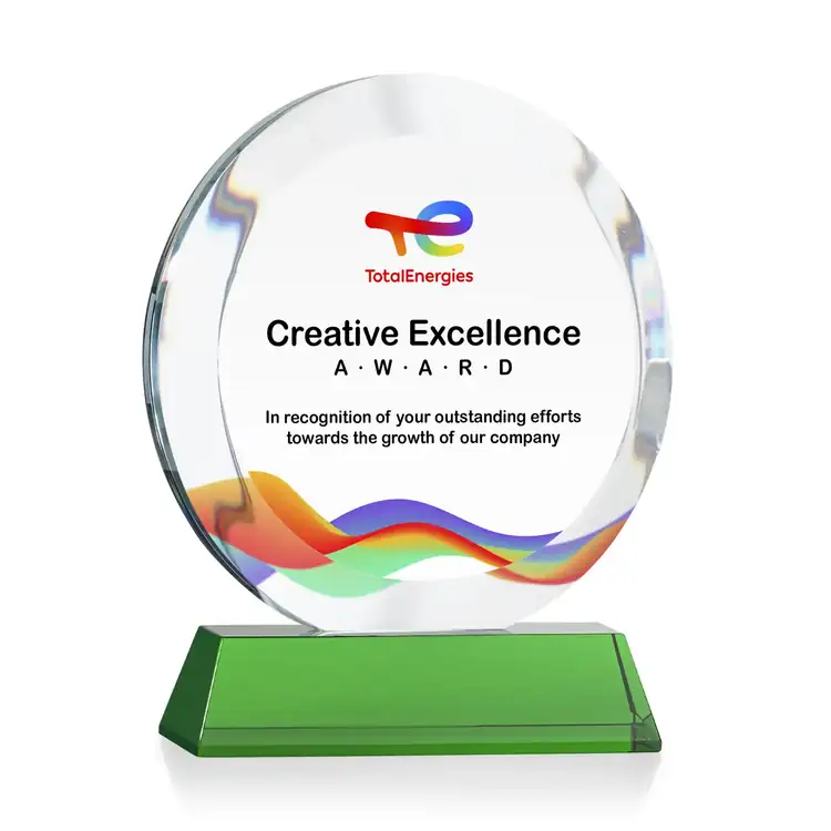 Gibralter Round Starfire Crystal Award on Newhaven Base - Multicolor #5