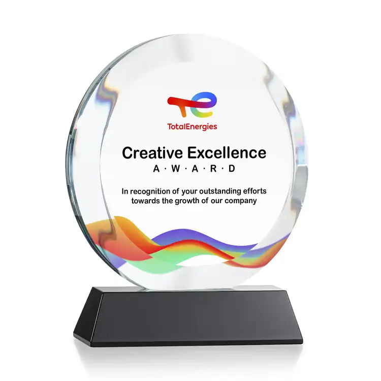 Gibralter Round Starfire Crystal Award on Newhaven Base - Multicolor #6