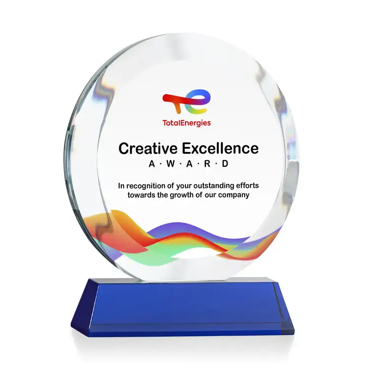 Gibralter Round Starfire Crystal Award on Newhaven Base - Multicolor #7