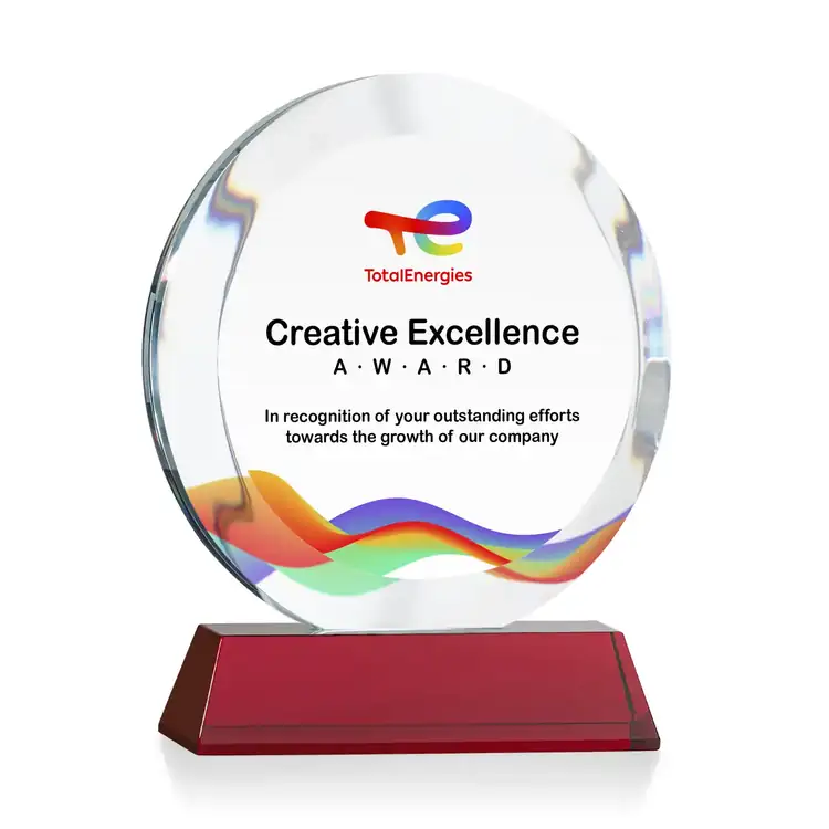 Gibralter Round Starfire Crystal Award on Newhaven Base - Multicolor #8