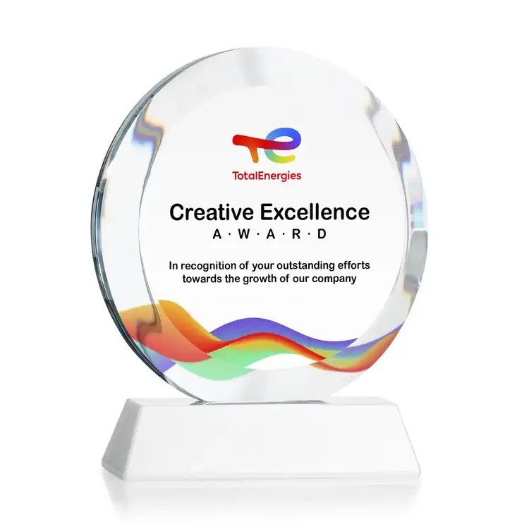 Gibralter Round Starfire Crystal Award on Newhaven Base - Multicolor #9