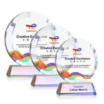 Trophée rond Gibralter en cristal Starfire sur socle Newhaven - Multicolore