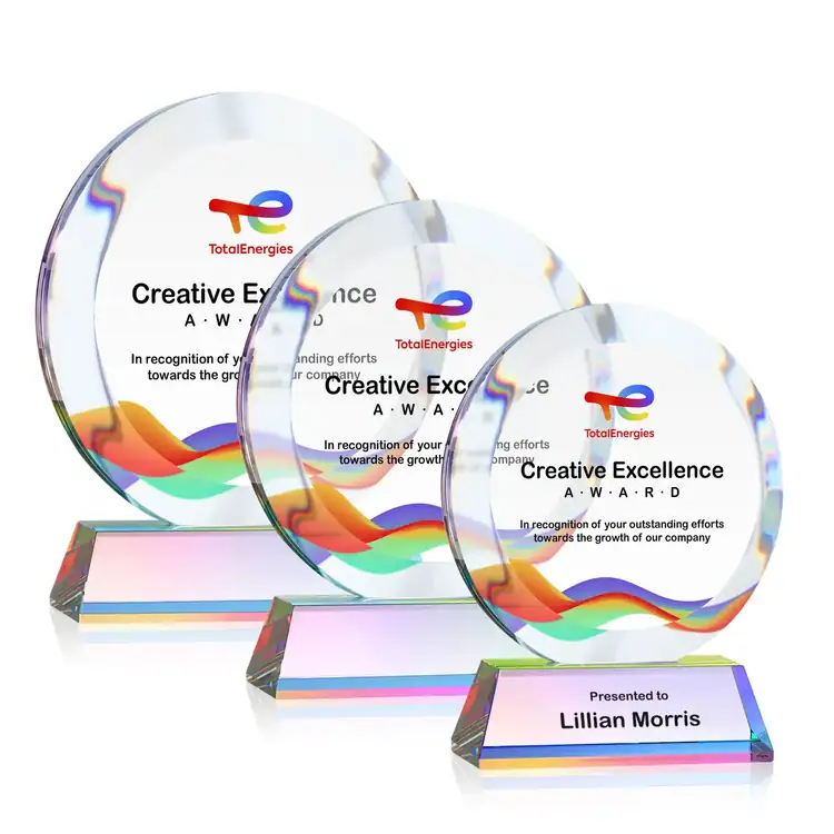 Gibralter Round Starfire Crystal Award on Newhaven Base - Multicolor