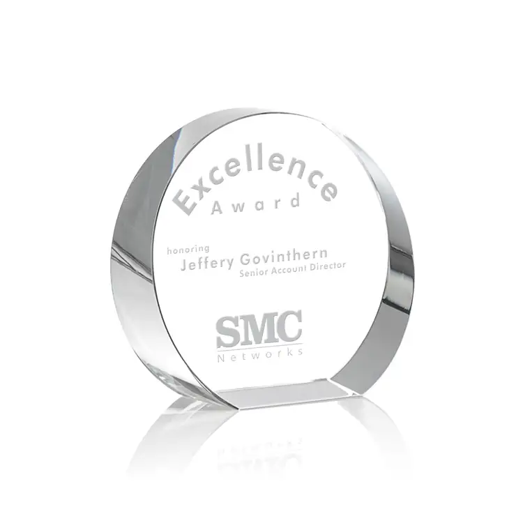 Glenwood Round Crystal Award - Deep Etch #2