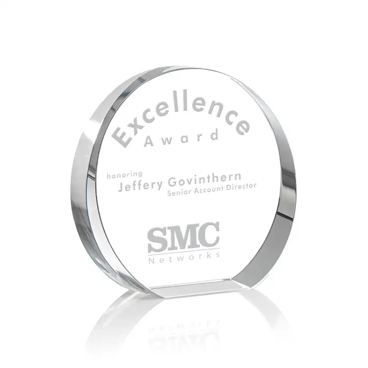 Glenwood Round Crystal Award - Deep Etch #3