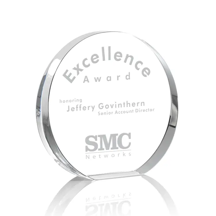 Glenwood Round Crystal Award - Deep Etch #4