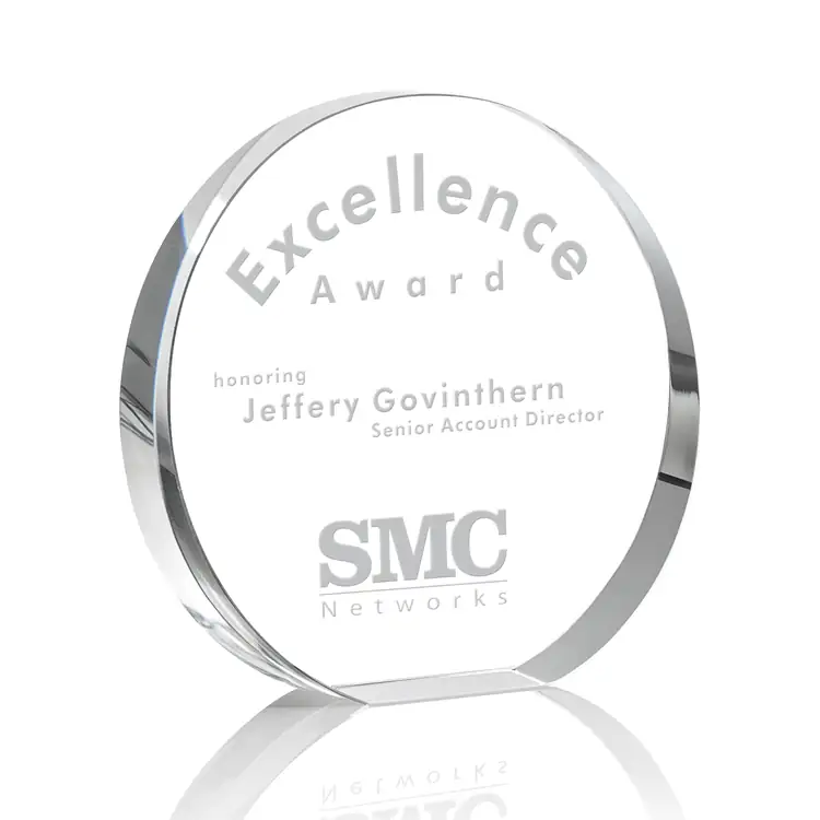 Glenwood Round Crystal Award - Deep Etch #5