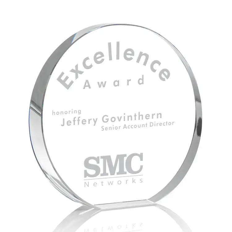 Glenwood Round Crystal Award - Deep Etch #6