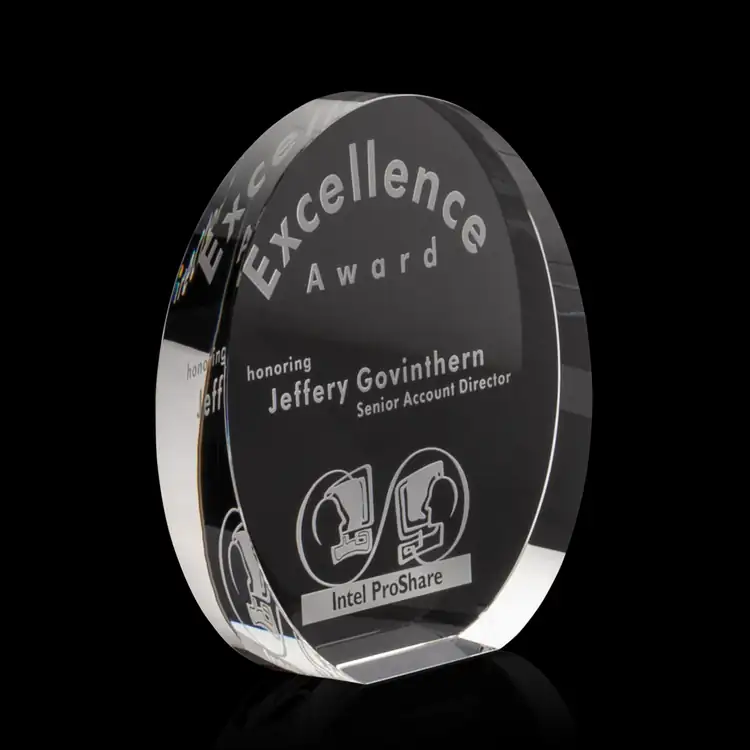 Glenwood Round Crystal Award - Deep Etch #7
