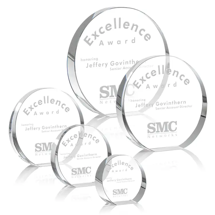 Glenwood Round Crystal Award - Deep Etch