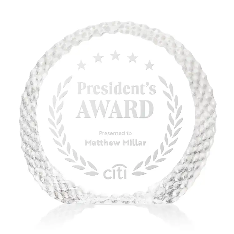 Rossini Round Crystal Award - Deep Etch