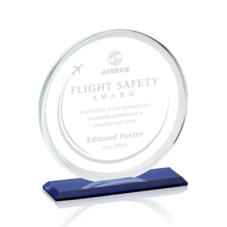 Verdun Round Starfire Crystal Award - Deep Etch #2