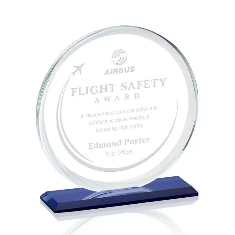 Verdun Round Starfire Crystal Award - Deep Etch #3