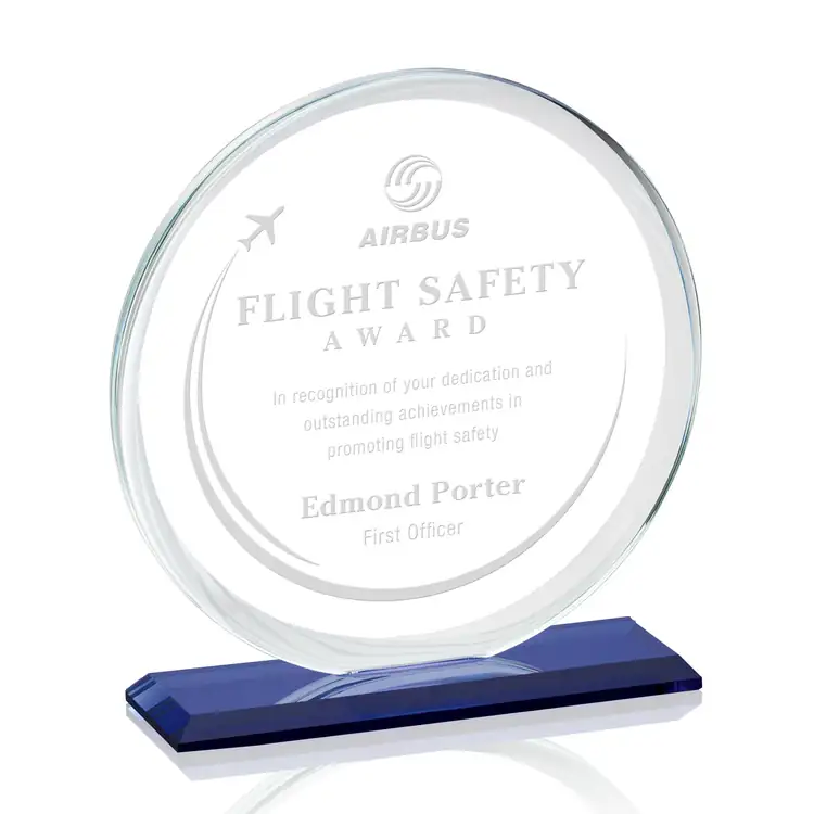 Verdun Round Starfire Crystal Award - Deep Etch #4