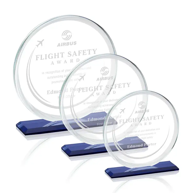 Verdun Round Starfire Crystal Award - Deep Etch