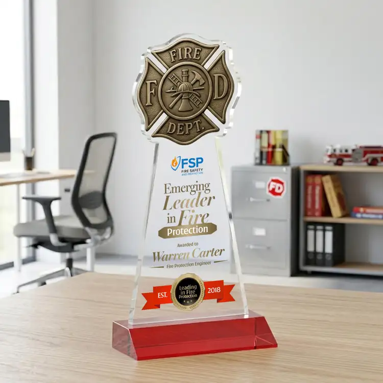 Fire Dept Starfire Crystal Award - Multicolor #11
