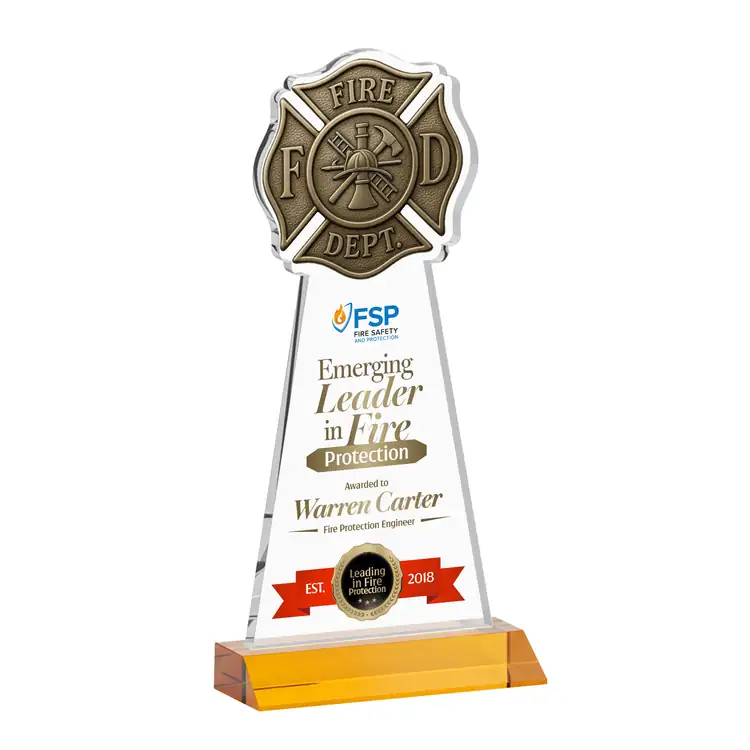 Fire Dept Starfire Crystal Award - Multicolor #3
