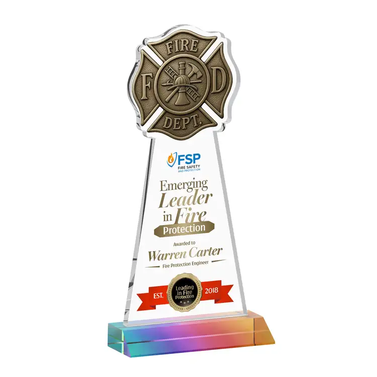 Fire Dept Starfire Crystal Award - Multicolor #7