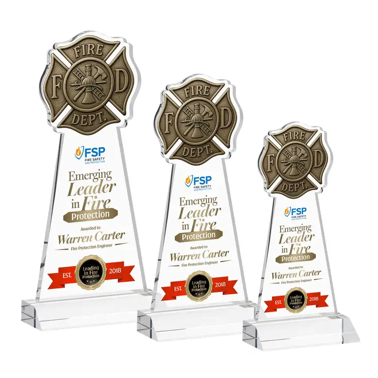 Fire Dept Starfire Crystal Award - Multicolor