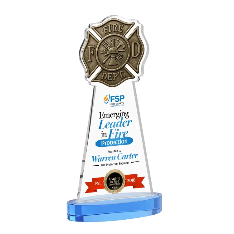 Fire Dept Starfire Crystal Award on Alberton Base - Multicolor #10