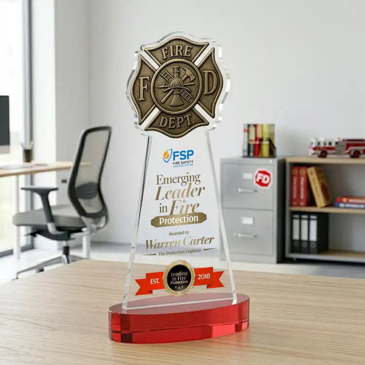 Fire Dept Starfire Crystal Award on Alberton Base - Multicolor #11