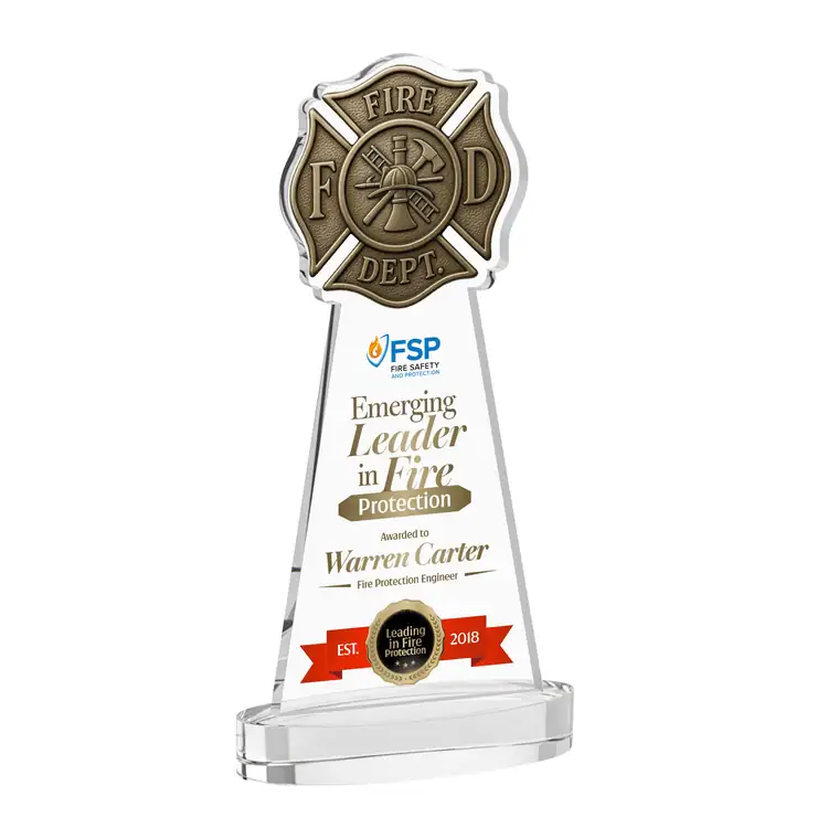 Fire Dept Starfire Crystal Award on Alberton Base - Multicolor #2