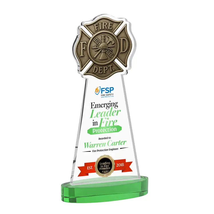 Fire Dept Starfire Crystal Award on Alberton Base - Multicolor #5