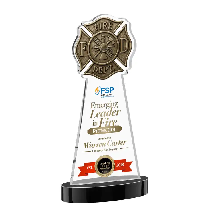 Fire Dept Starfire Crystal Award on Alberton Base - Multicolor #6