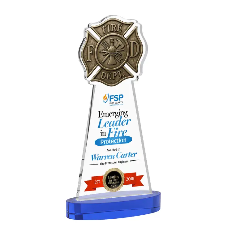 Fire Dept Starfire Crystal Award on Alberton Base - Multicolor #7