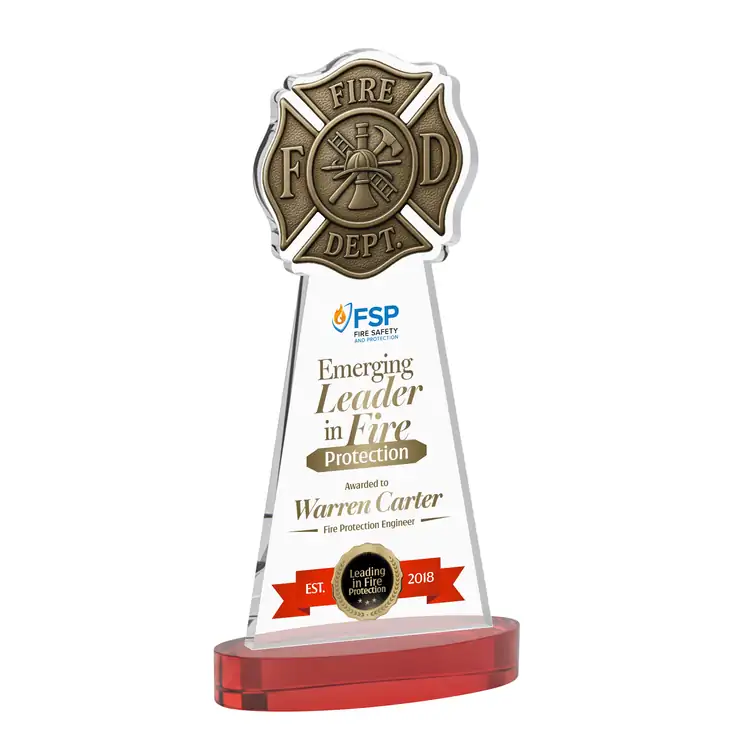 Fire Dept Starfire Crystal Award on Alberton Base - Multicolor #8