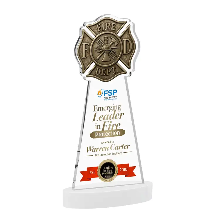 Fire Dept Starfire Crystal Award on Alberton Base - Multicolor #9