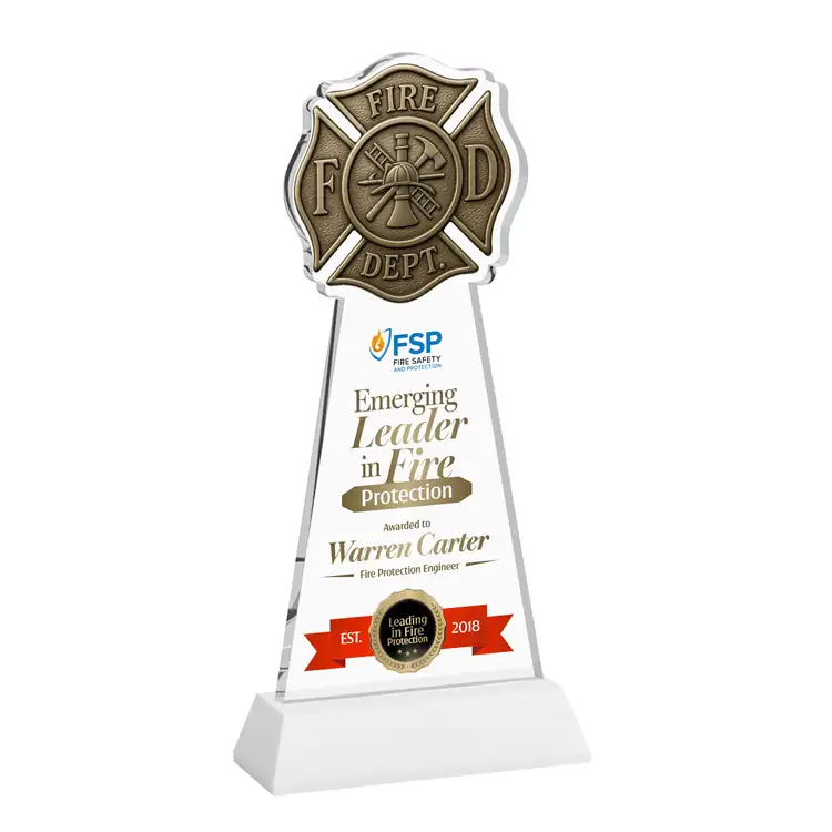 Fire Dept Starfire Crystal Award on Hartford Base - Multicolor #10